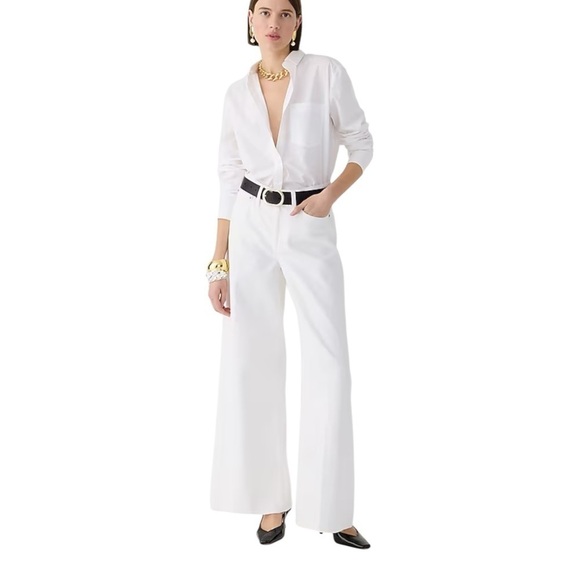 J Crew High Rise Super Wide Leg Jean in White Denim Womens Size 24 NEW - Picture 1 of 15
